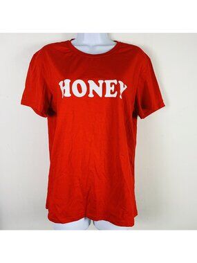 NEW Red Graphic Tee Sz XL Honey Short Sleeve Crew Neck Soft Knit Casual Retro